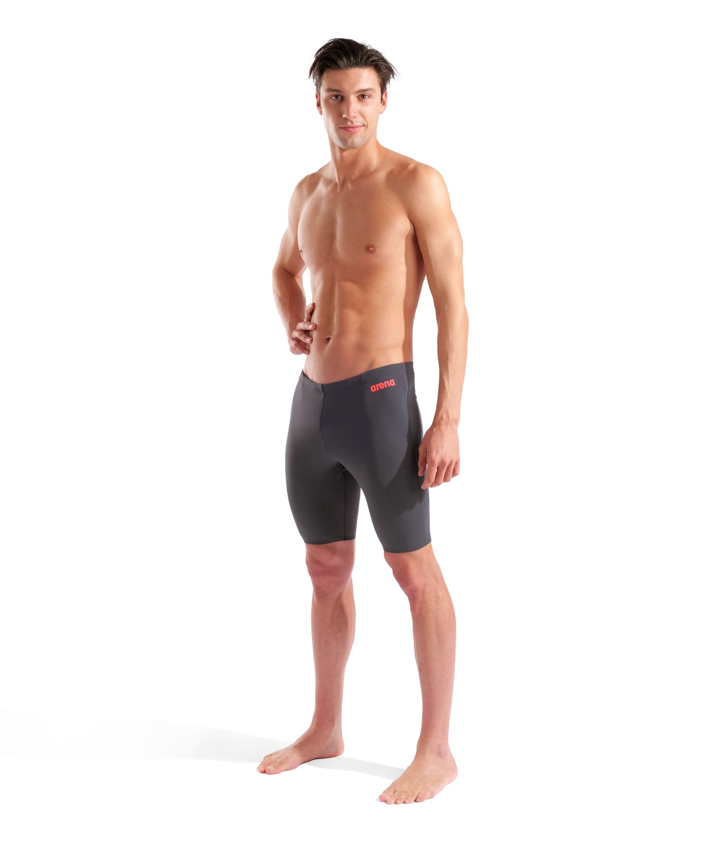 Arena Men's Solid Team Jammer - Asphalt/Coral