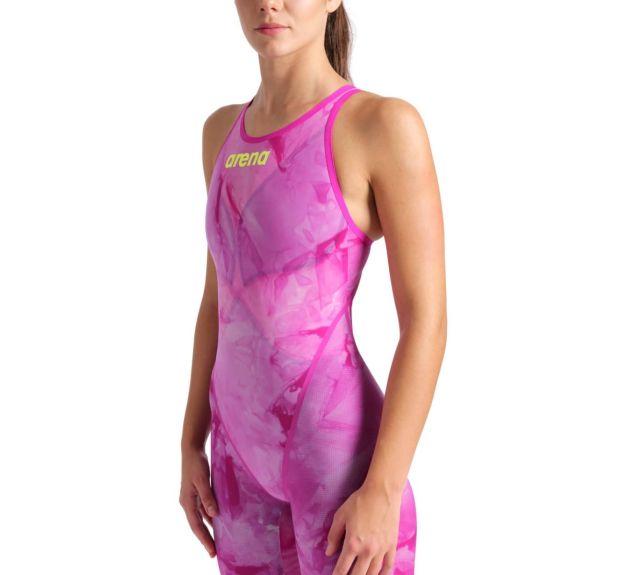 Arena Women's Open-Back Powerskin Carbon Glide Kneeskin - Tie Dye (Pink) - All4Swim