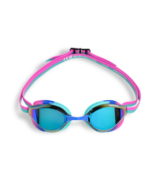 Arena Unisex Python Mirror Racing Goggles - Turquoise/Fuchsia