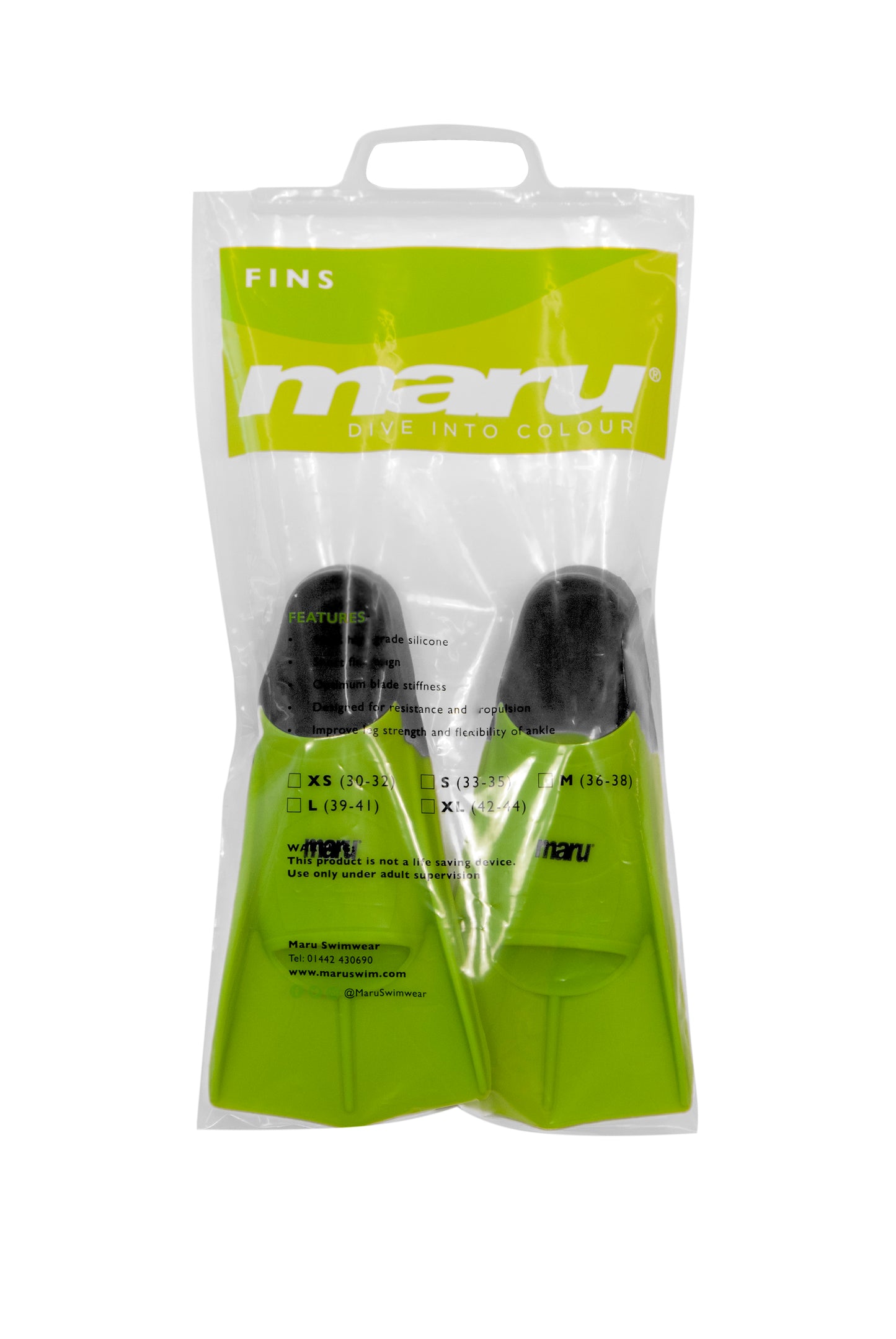 Maru Training Fins (Lime) - All4Swim