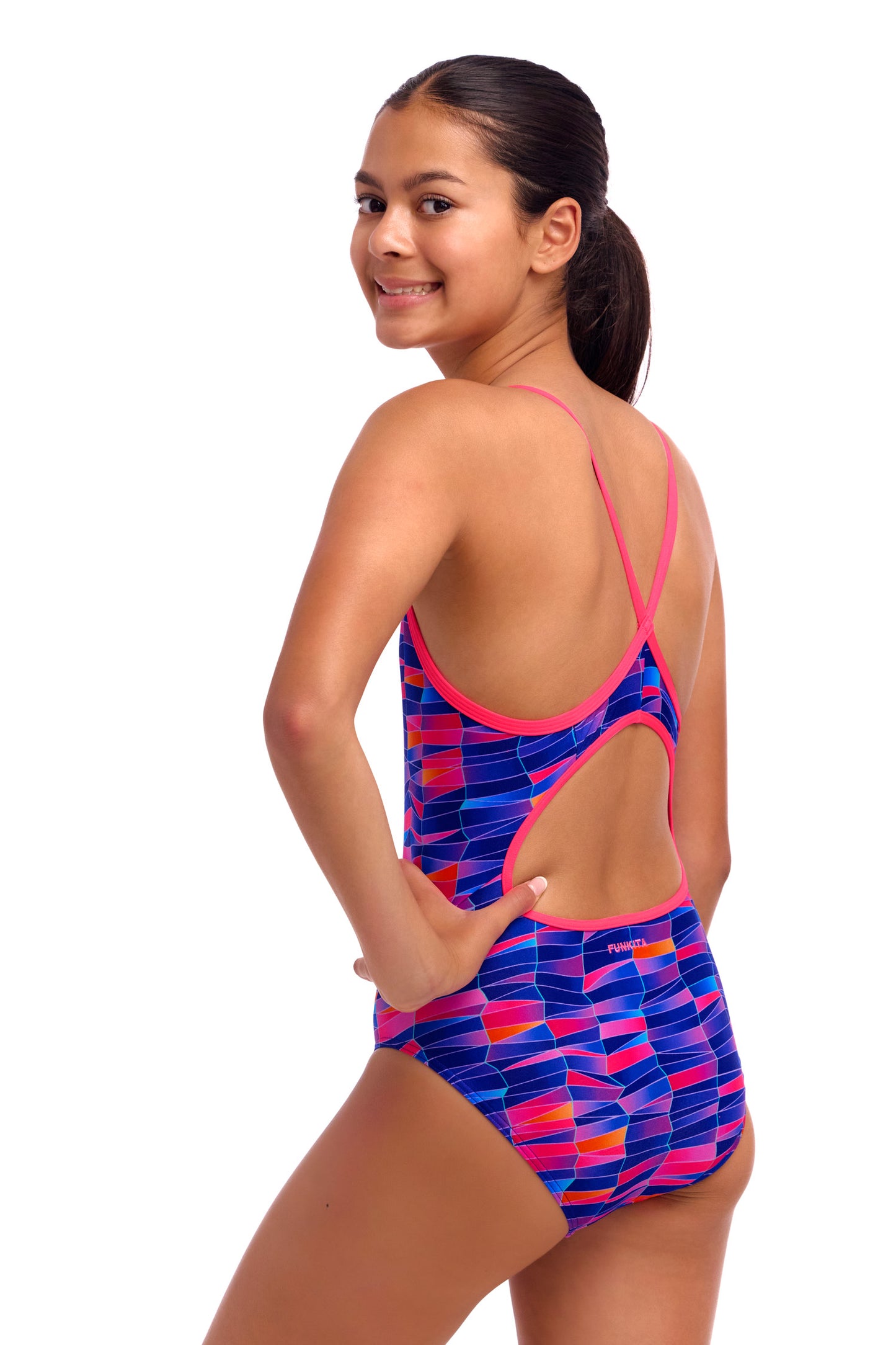 Funkita Girls Warped Waves Diamond Back One Piece